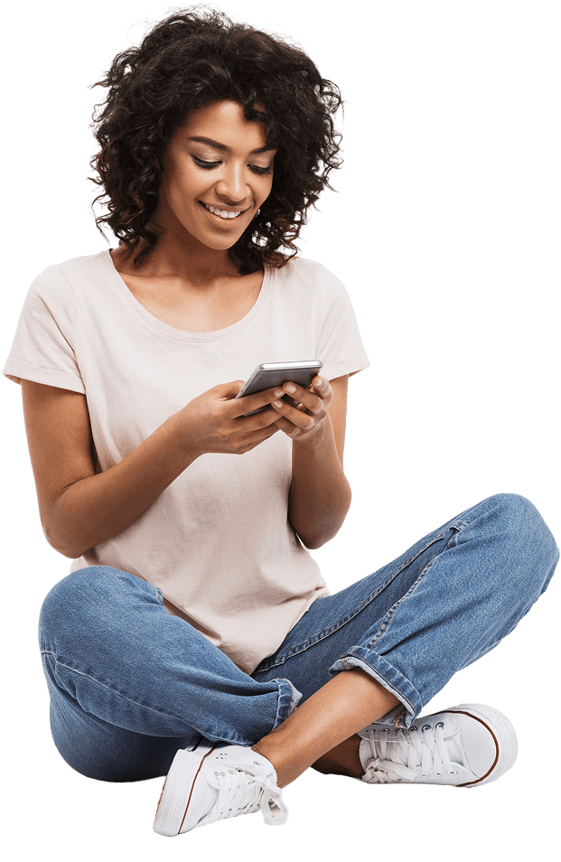 Woman using mobile wallet application
