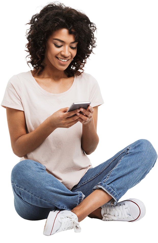 Woman using mobile wallet application